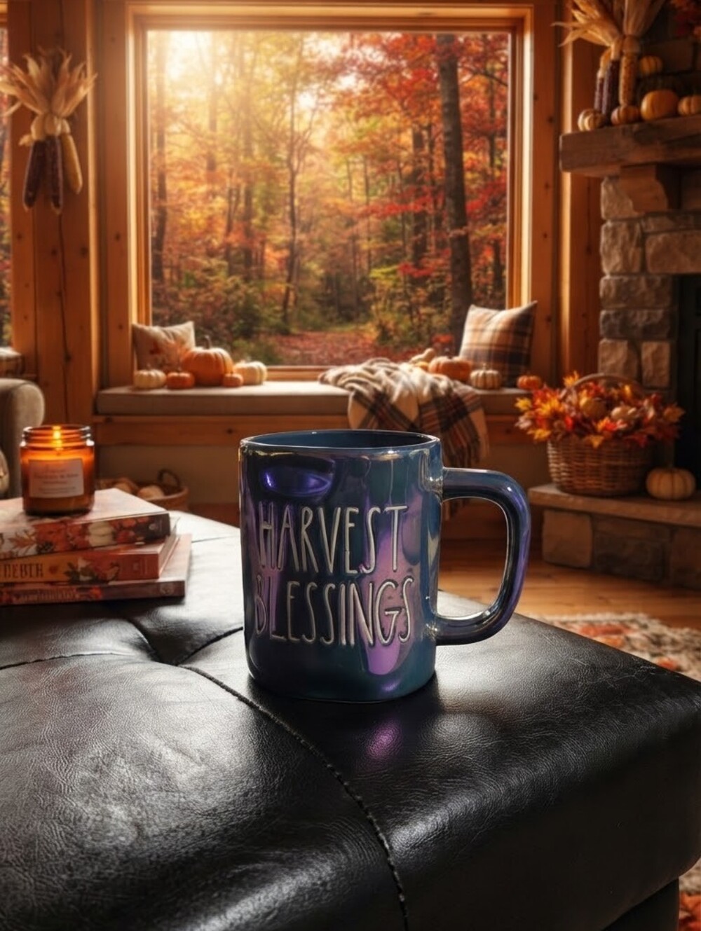 Rae Dunn Harvest Blessings FALL Iridescent Mug